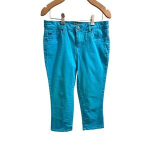 🍒 2/$20 🍒 Earl Jean Womens Turquoise Capri Pants Size 6 Cotton/Spandex Blend
